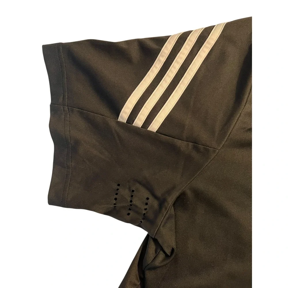 Adidas Puremotion Black Golf Polo Shirt Men's Medium 3 Stripe Stretch Climalite